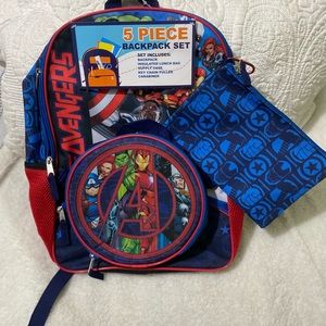 Marvel Avengers 5 Piece Backpack & Lunch Bag Set Color Multi NWT